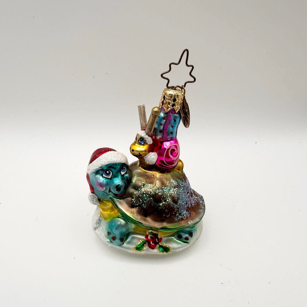 Christopher Radko Turtle Express Holiday Christmas Glass Ornament